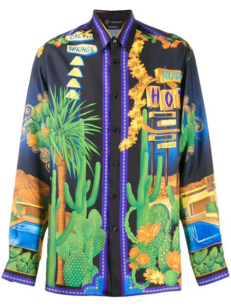 versace cactus print blouse mens|Versace shirts.